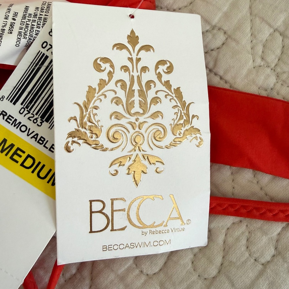 BECCA Red Macrame Cage Halter Bikini Set Medium Y2K Resort Swimsuit NWT - Picture 5 of 5